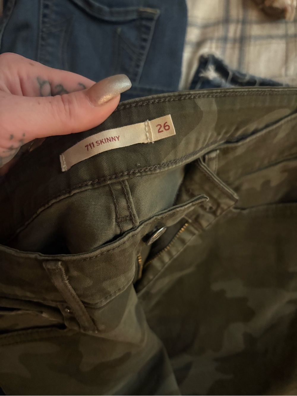 Levi's 711 Skinny Camo Olive Green Jeans